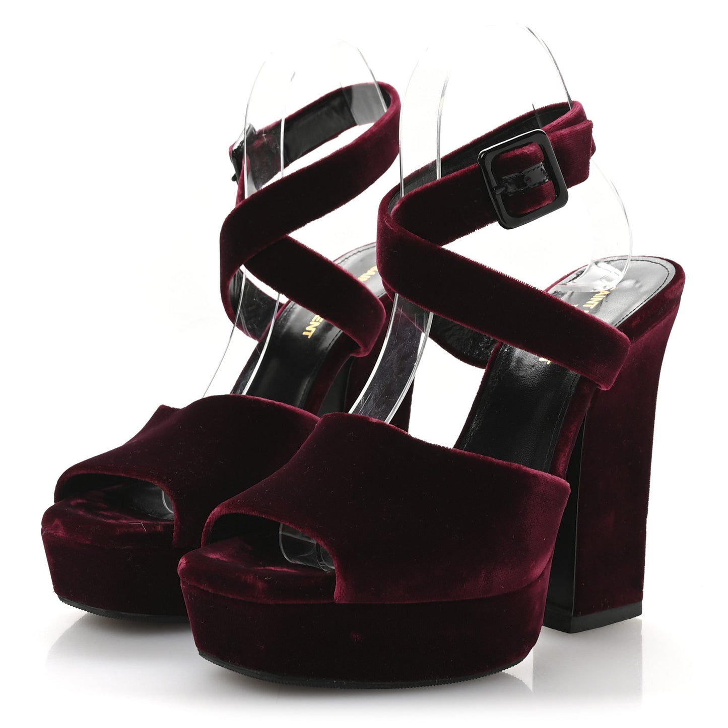 Velvet Platform Sandals 38 Burgundy