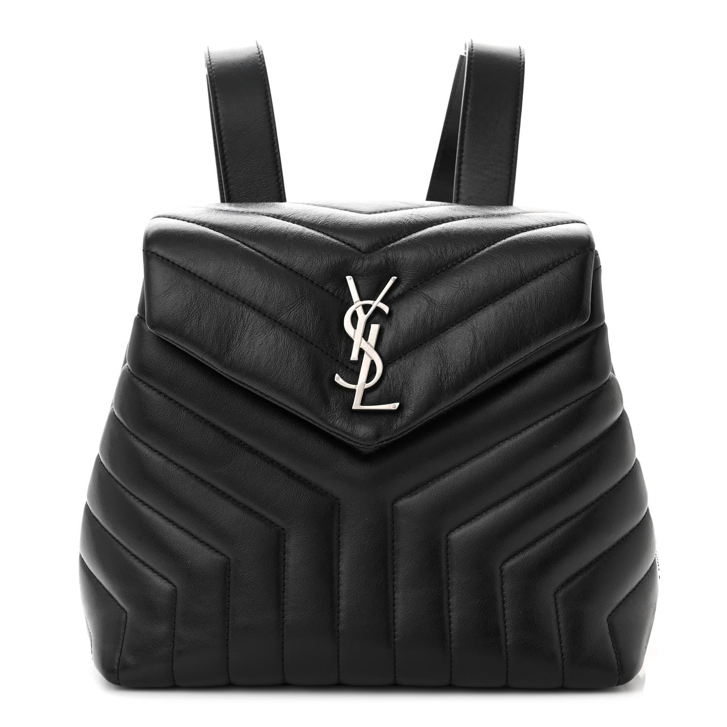 Saint Laurent Calfskin Y Quilted Monogram Small Loulou Backpack Black 1 of 13