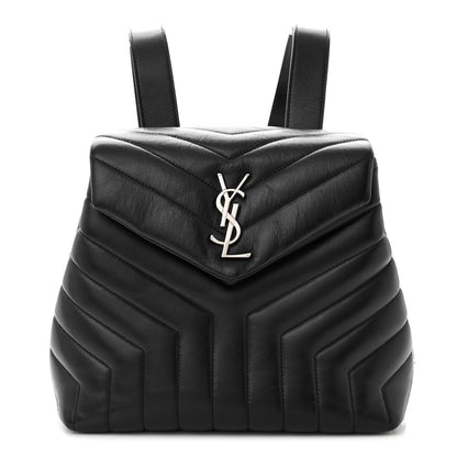 Saint Laurent Calfskin Y Quilted Monogram Small Loulou Backpack Black 1 of 13