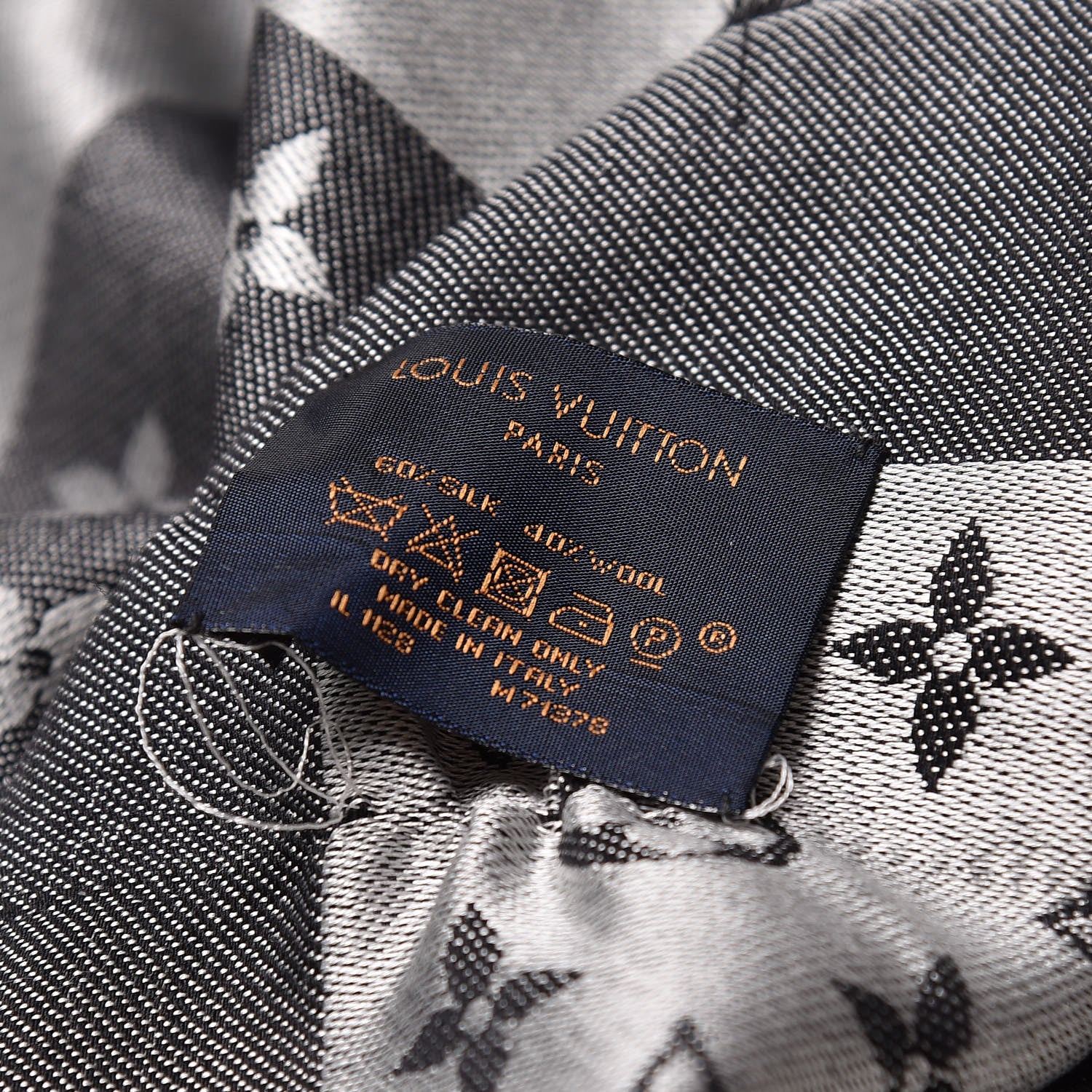 Louis Vuitton Wool Silk Monogram Denim Shawl Black 4 of 6