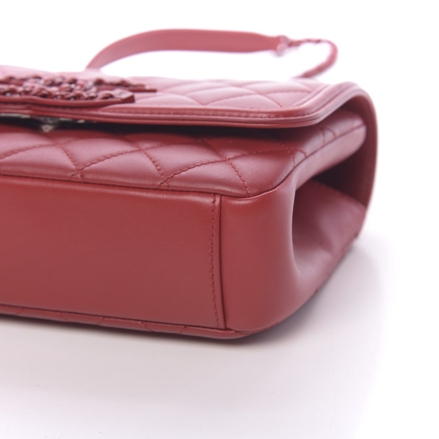 Lambskin Quilted Small CC Filigree Flap Dark Red
