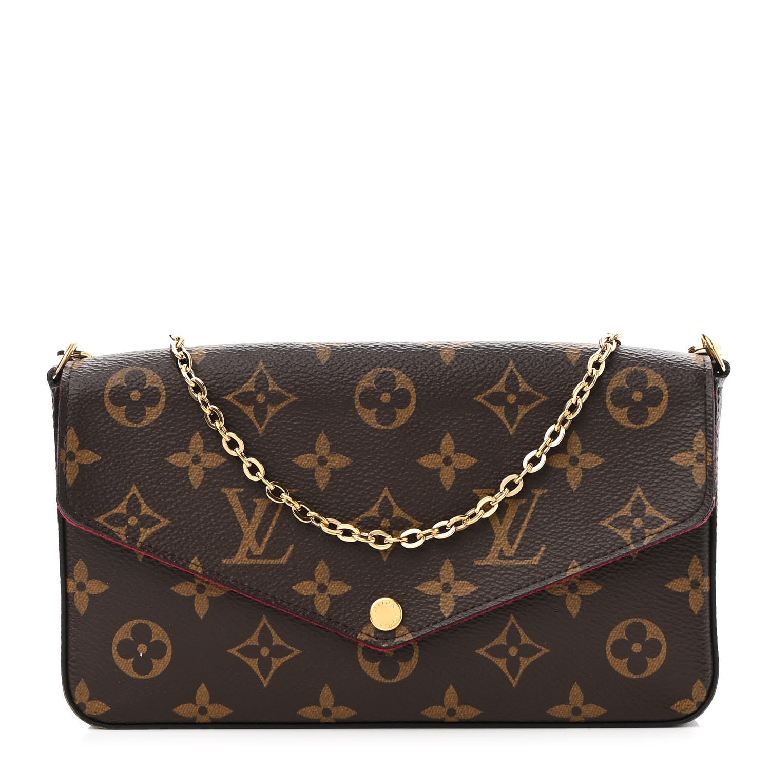 Louis Vuitton Monogram Pochette Felicie Chain Wallet Fuchsia 1 of 8