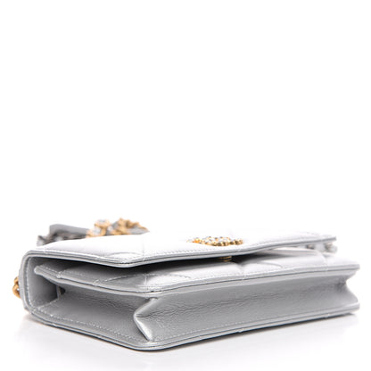 Chanel Metallic Goatskin Quilted 19 Wallet On Chain WOC Silver 3 of 13