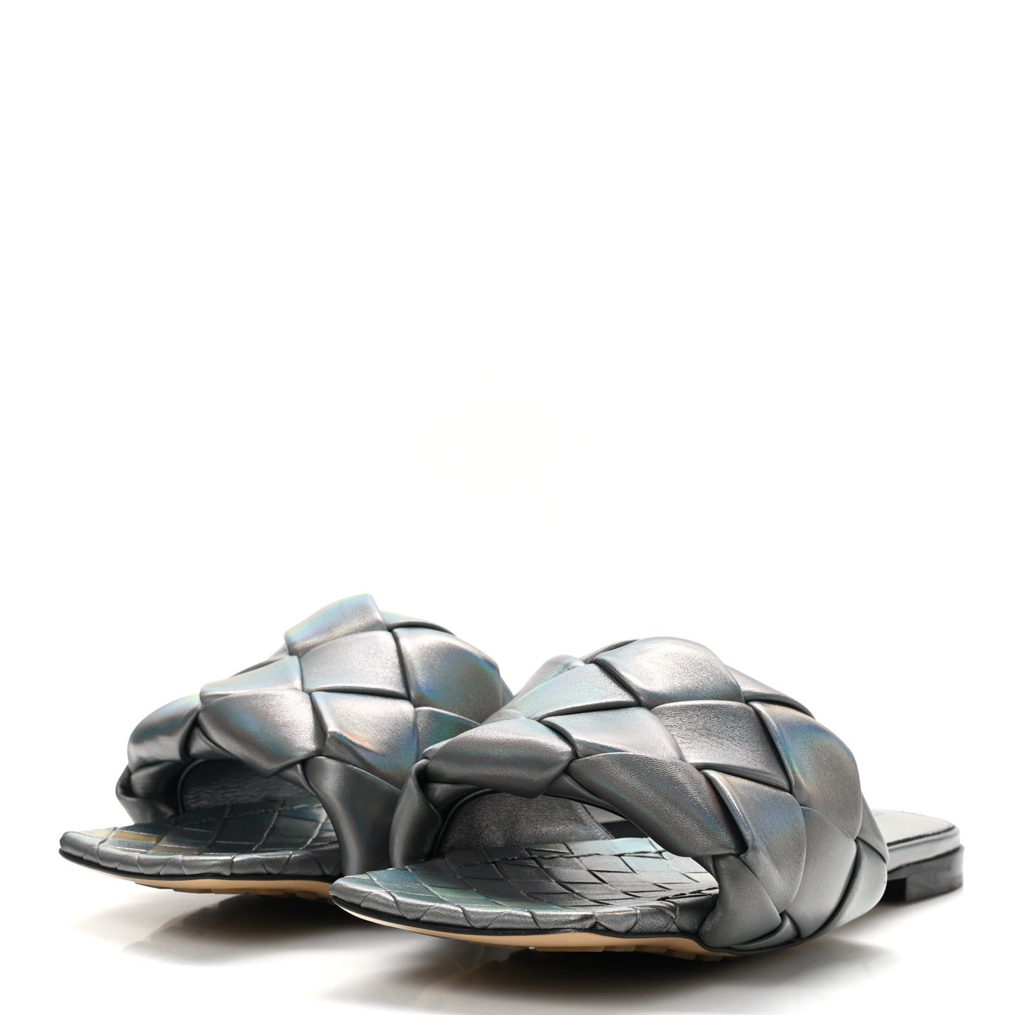 Laser Nappa Maxi Intrecciato Lido Flat Sandals 37.5 Oyster