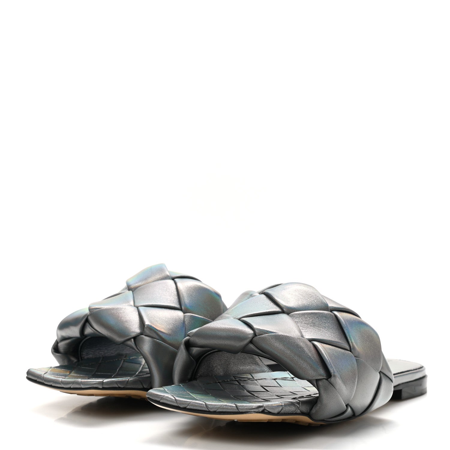 Bottega Veneta Laser Nappa Maxi Intrecciato Lido Flat Sandals 37.5 Oyster 3 of 7