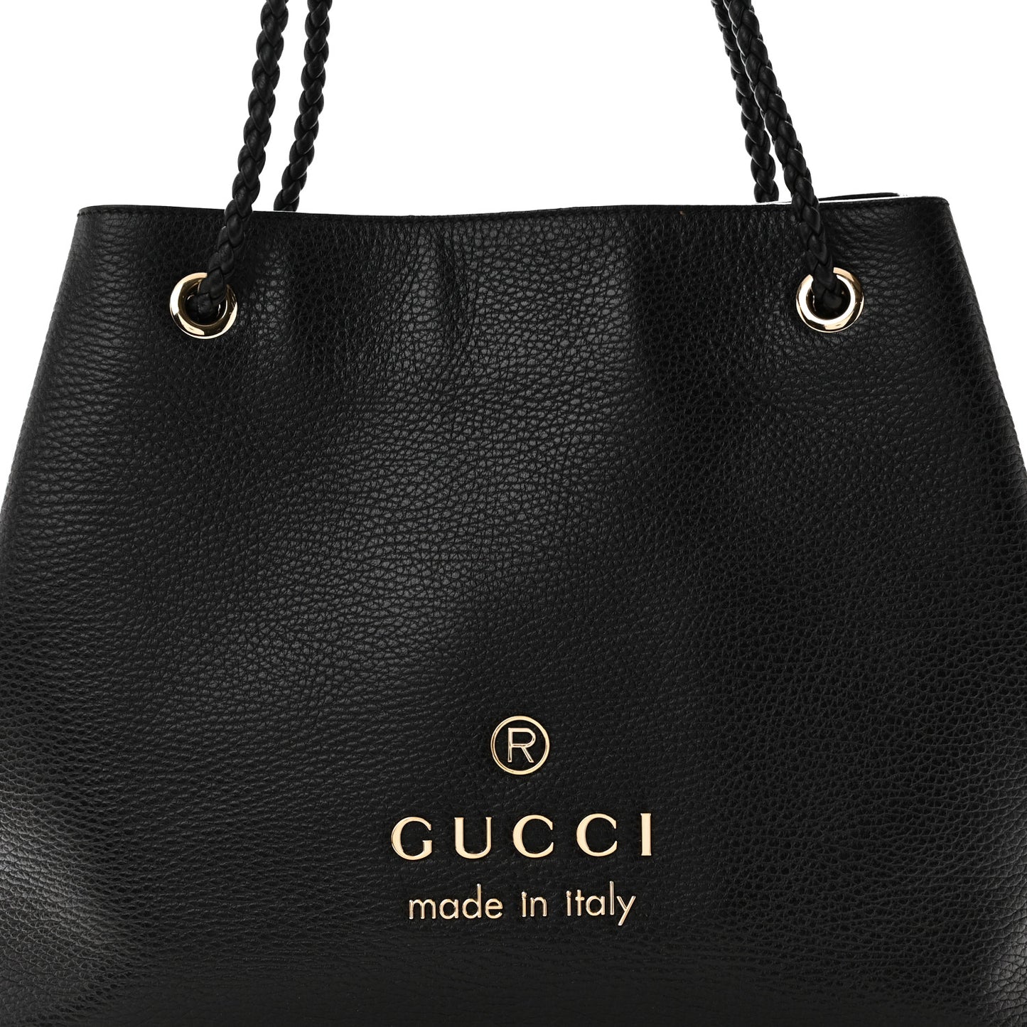 Calfskin Medium Braided Handle Gifford Tote Black