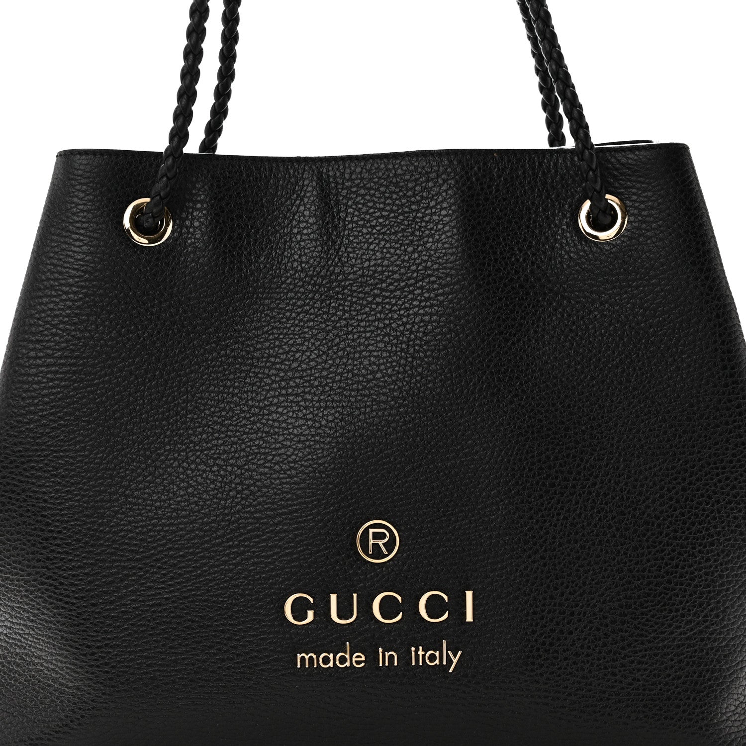 Gucci Calfskin Medium Braided Handle Gifford Tote Black 8 of 10