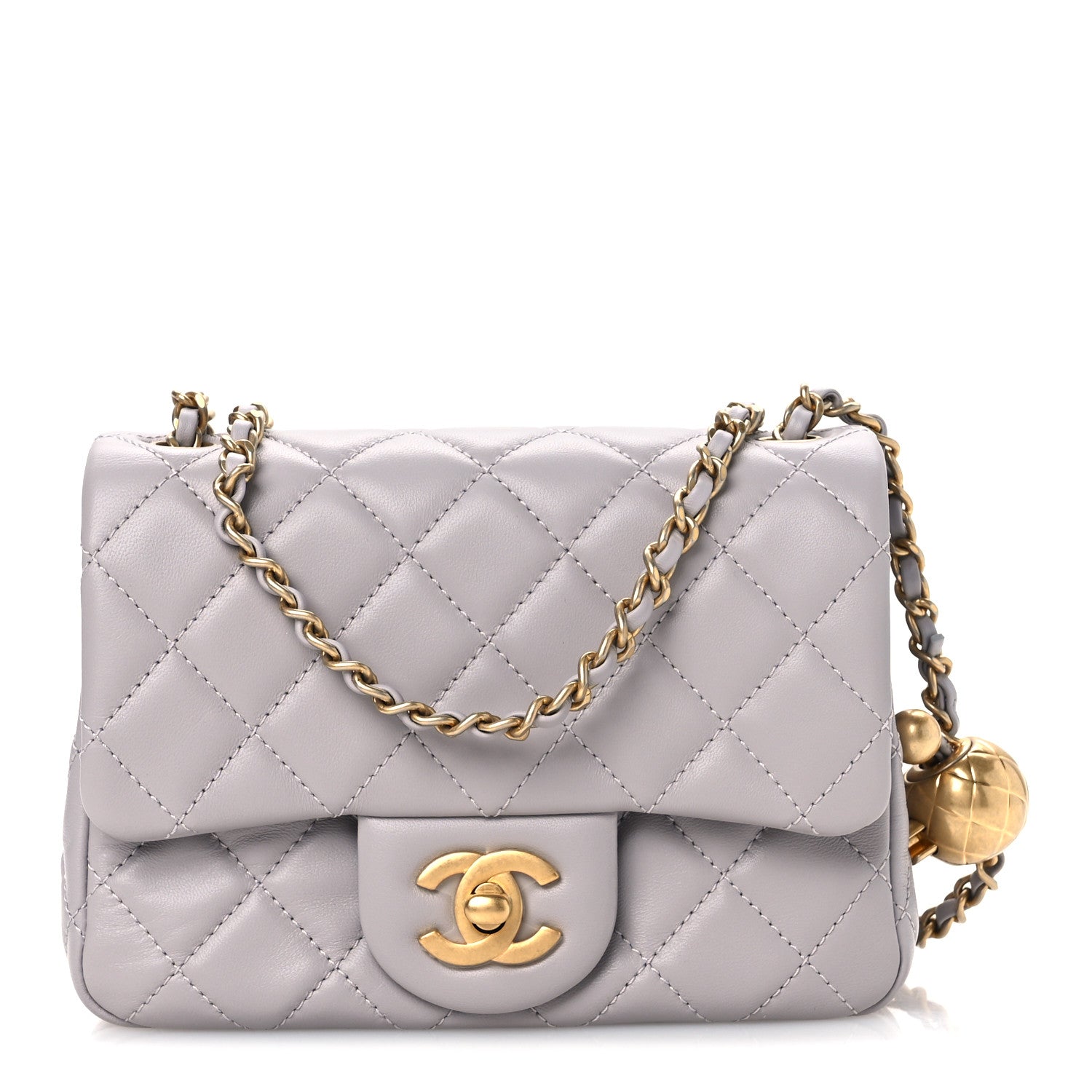 Chanel Lambskin Quilted Mini Pearl Crush Flap Light Grey 1 of 11