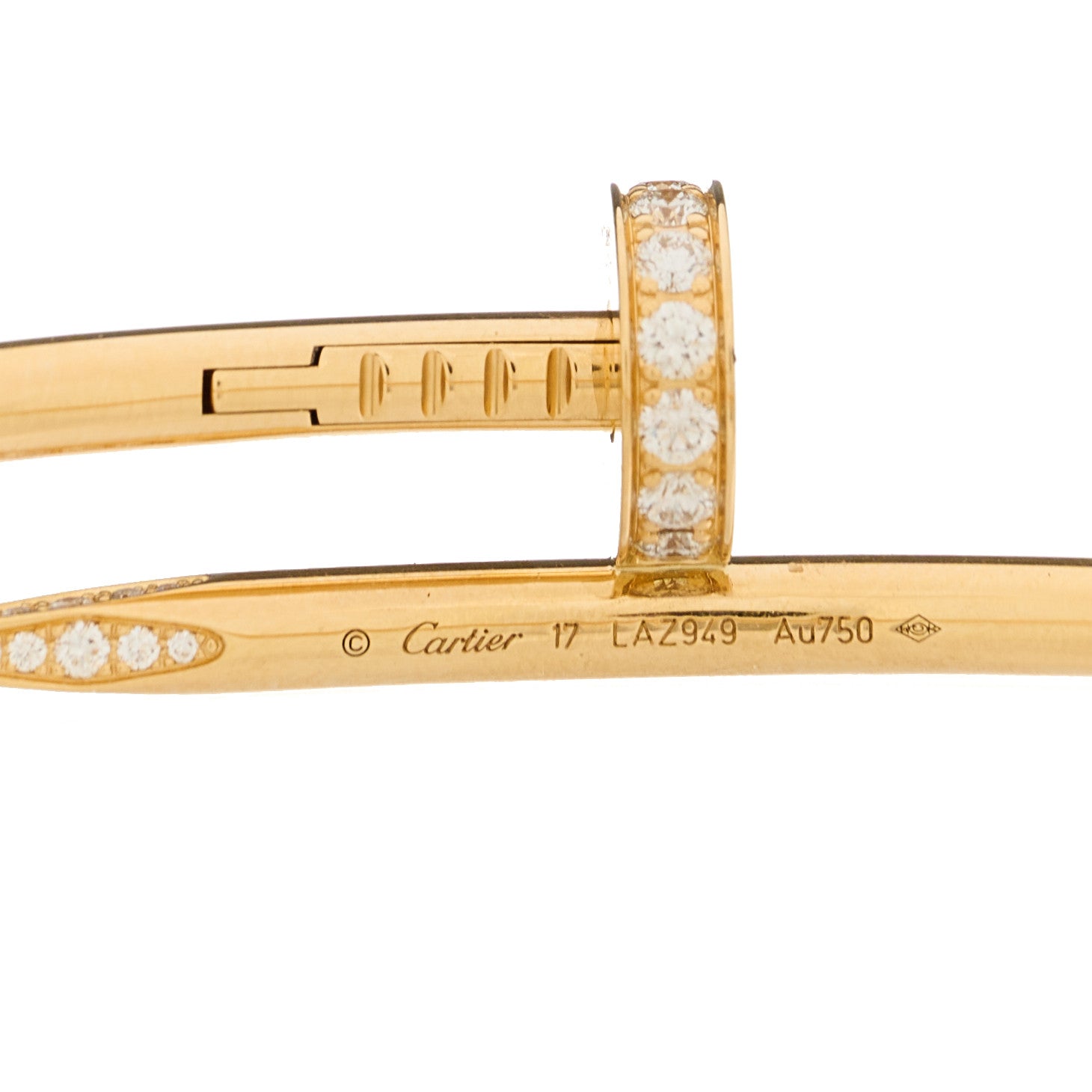 Cartier 18K Yellow Gold Diamond Juste Un Clou Bracelet 17 4 of 4