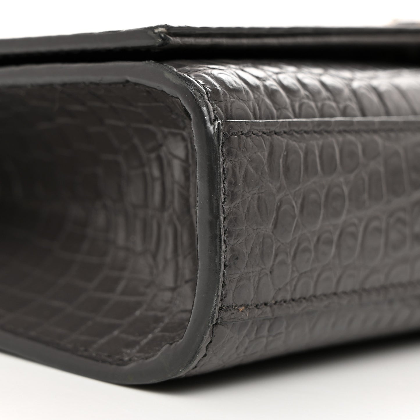 Calfskin Crocodile Embossed Medium Classic Monogram Kate Tassel Satchel Storm
