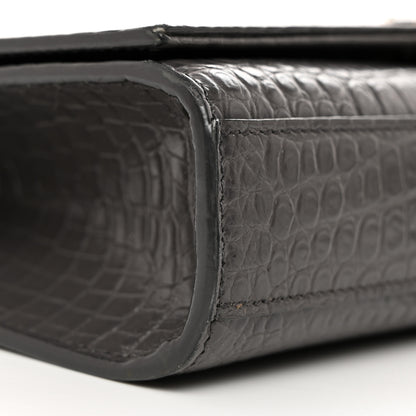 Saint Laurent Calfskin Crocodile Embossed Medium Classic Monogram Kate Tassel Satchel Storm 9 of 10