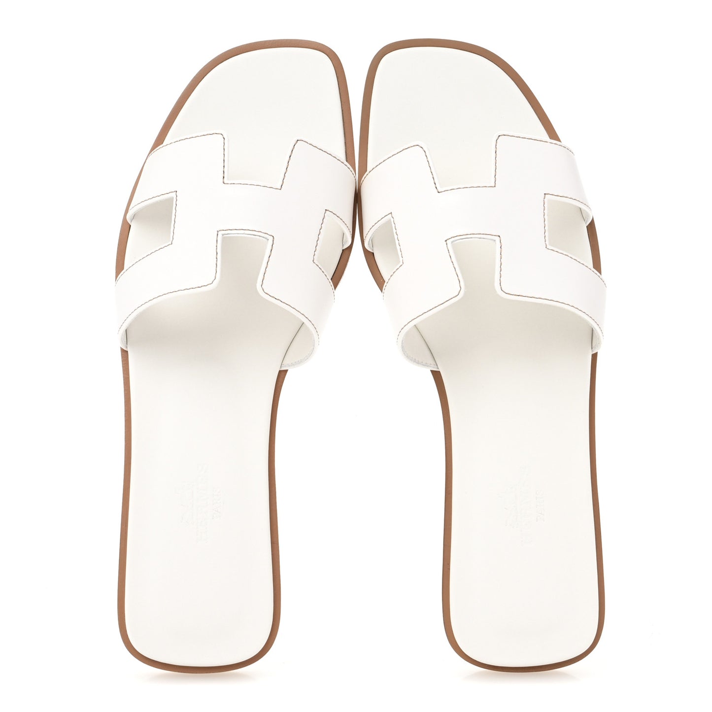 Box Calfskin Oran Sandals 37 White
