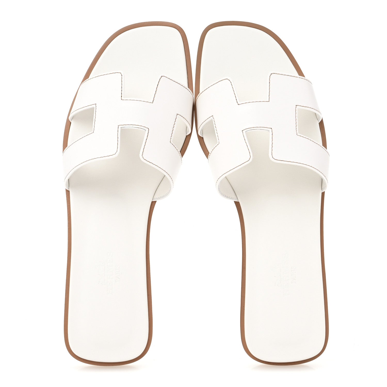 Hermes Box Calfskin Oran Sandals 37 White 2 of 10