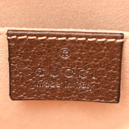 Gucci Canvas Textured Calfskin Web Mini Ophidia Top Handle Shoulder Bag Easy  Yellow Dark Brown 6 of 10