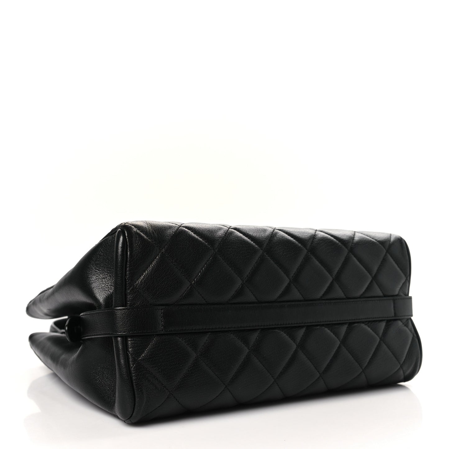 Metallic Goatskin Quilted Small City Rock Shopping Tote Black