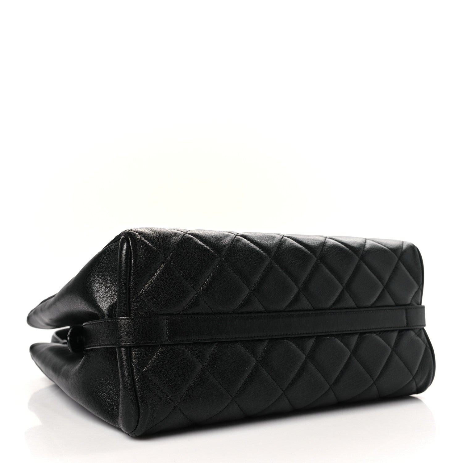 Chanel Metallic Goatskin Quilted Small City Rock Shopping Tote Black 4 of 9