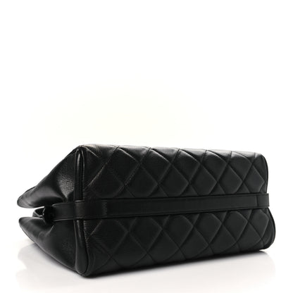Chanel Metallic Goatskin Quilted Small City Rock Shopping Tote Black 4 of 9