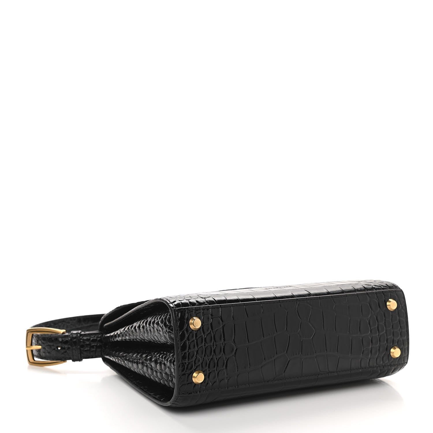 Balenciaga Shiny Calfskin Graffiti Logo Crocodile Embossed Medium Ghost Shoulder Bag Black White 4 of 11