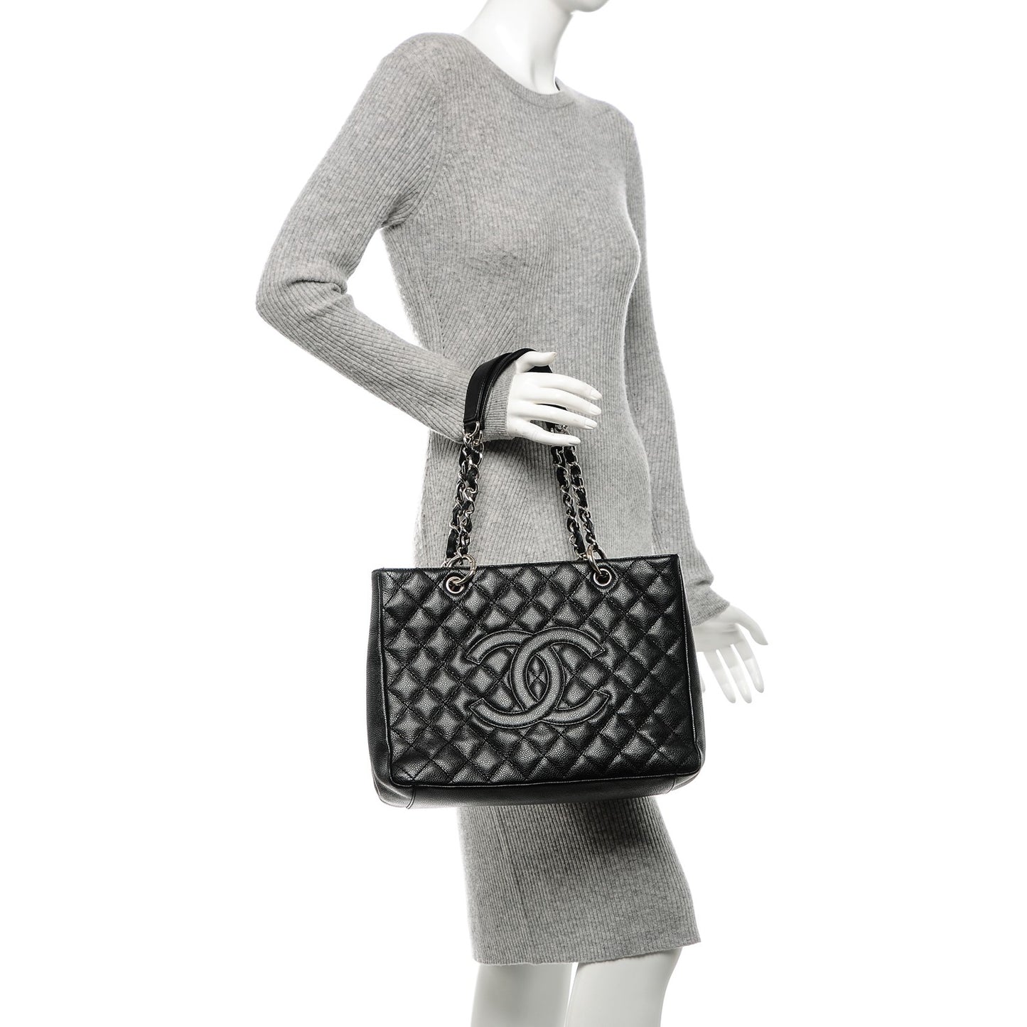 Caviar Quilted Grand Shopping Tote GST Black
