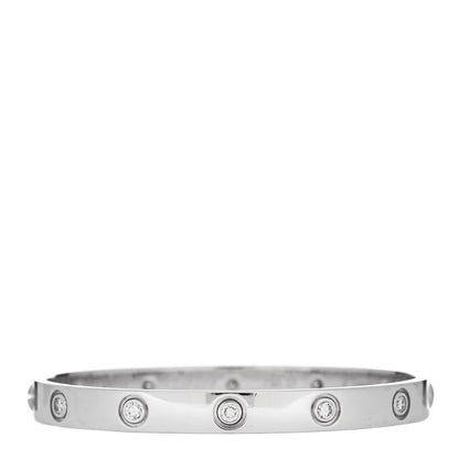 Cartier 18K White Gold 10 Diamond LOVE Bracelet 17 1 of 4