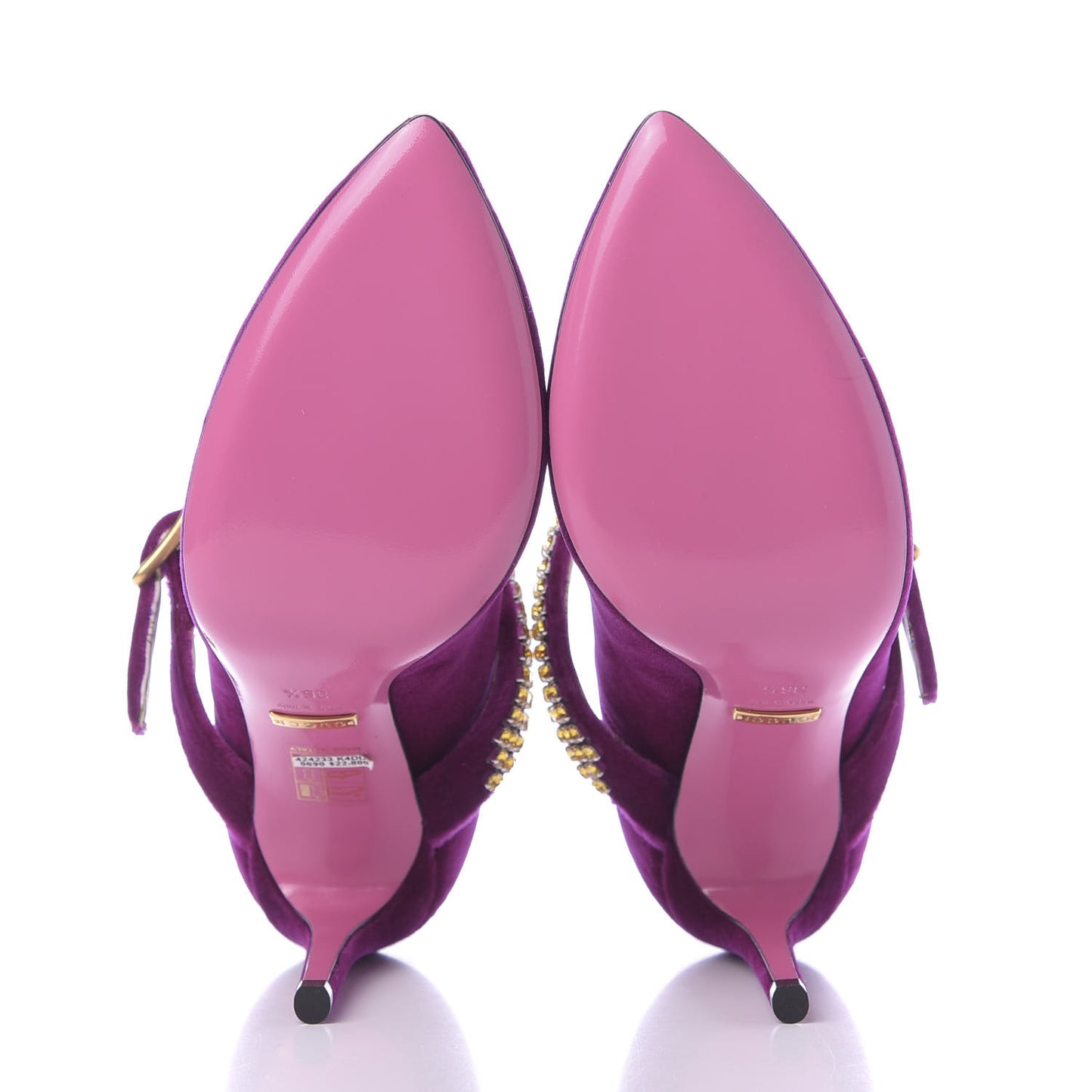 Velvet Crystal Embellished Sylvie High Heel Pumps 36.5 Fucsia Violet Cyclamen