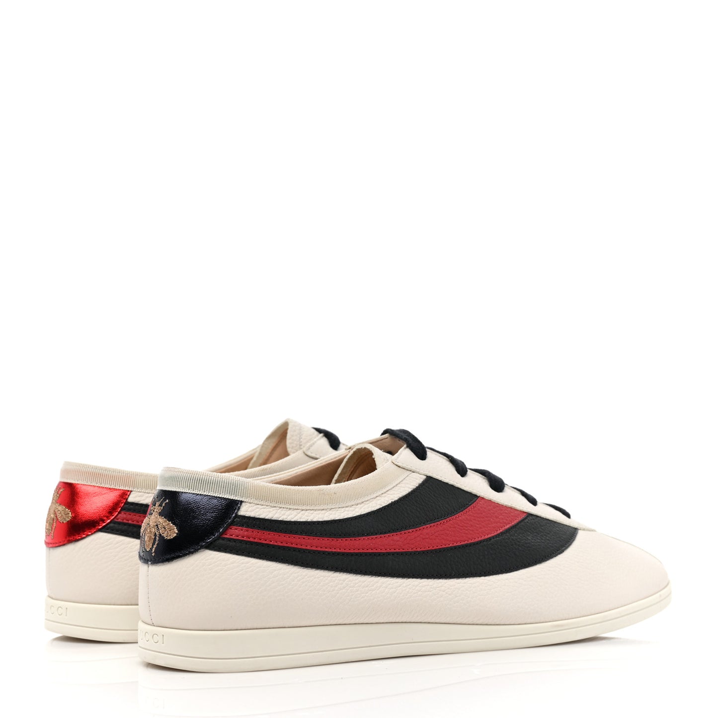 Calfskin Mens Web Falacer Sneakers 8 White Blue