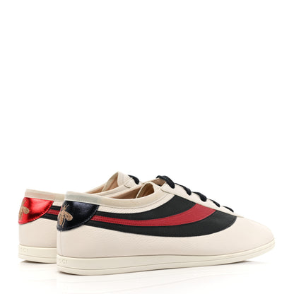 Gucci Calfskin Mens Web Falacer Sneakers 8 White Blue 4 of 10