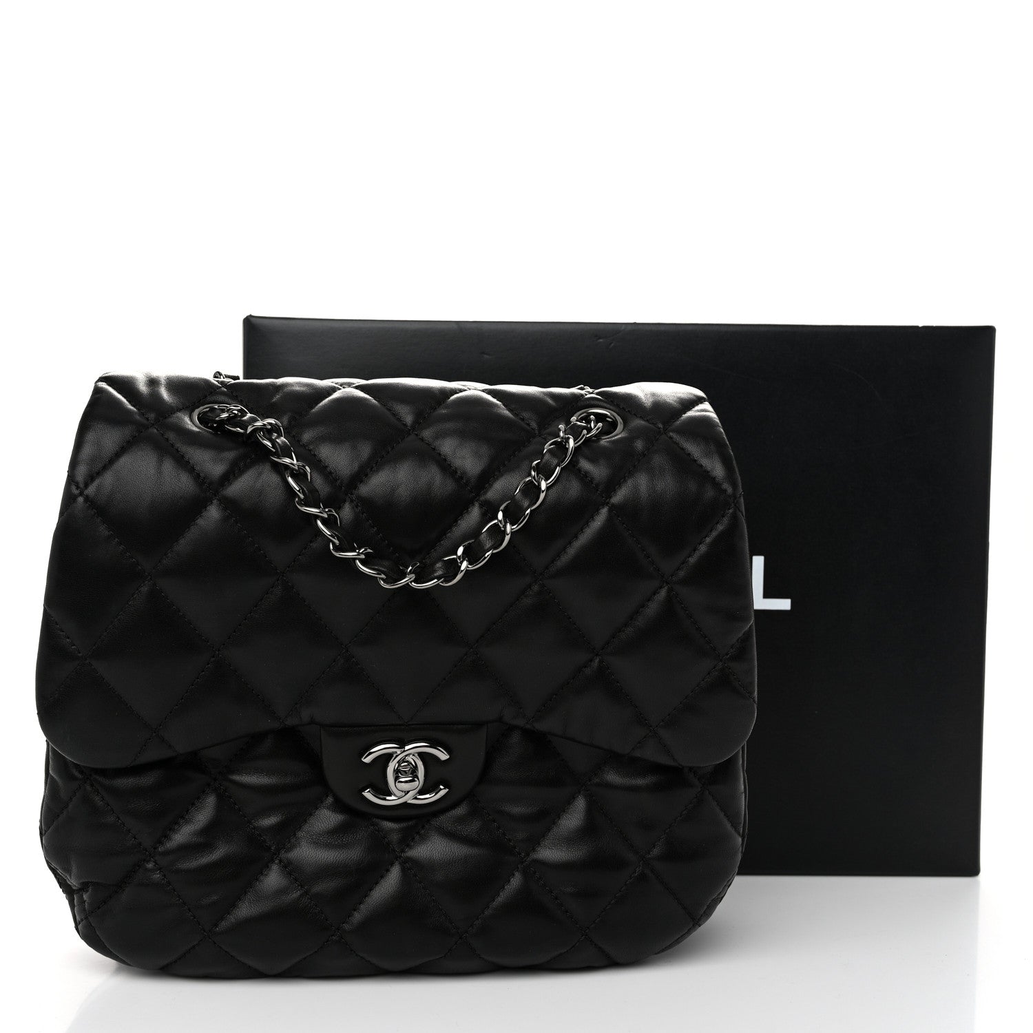 Chanel Lambskin Quilted Large Chanel 3 Flap Black 10 of 10