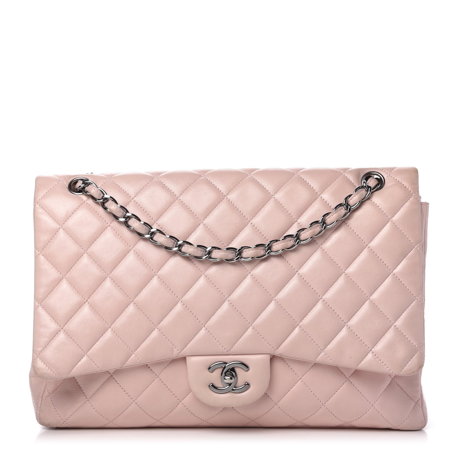 Chanel Lambskin Quilted Maxi Single Flap Pink 1 of 12
