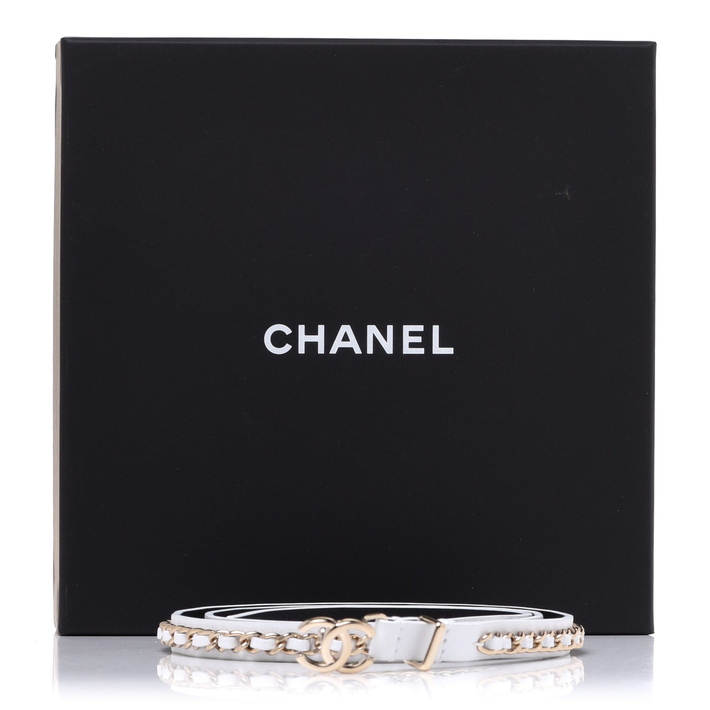 Lambskin CC Chain Belt 80 32 White