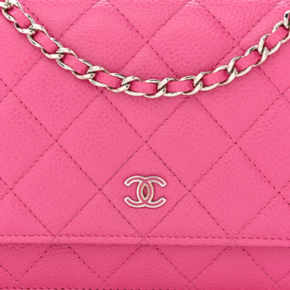 Chanel Caviar Quilted Wallet on Chain WOC Dark Pink 9 of 11