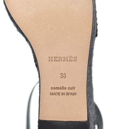 Hermes Calfskin Tipoli Espadrille Wedges 38 Black 6 of 7