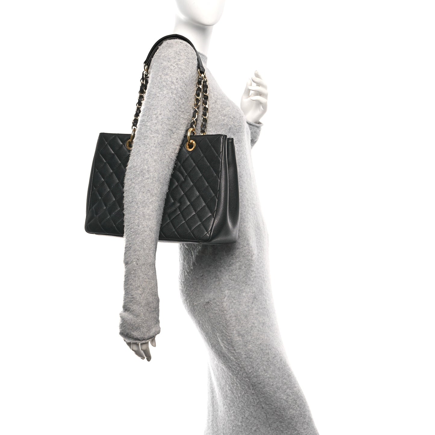 Caviar Quilted Grand Shopping Tote GST Black