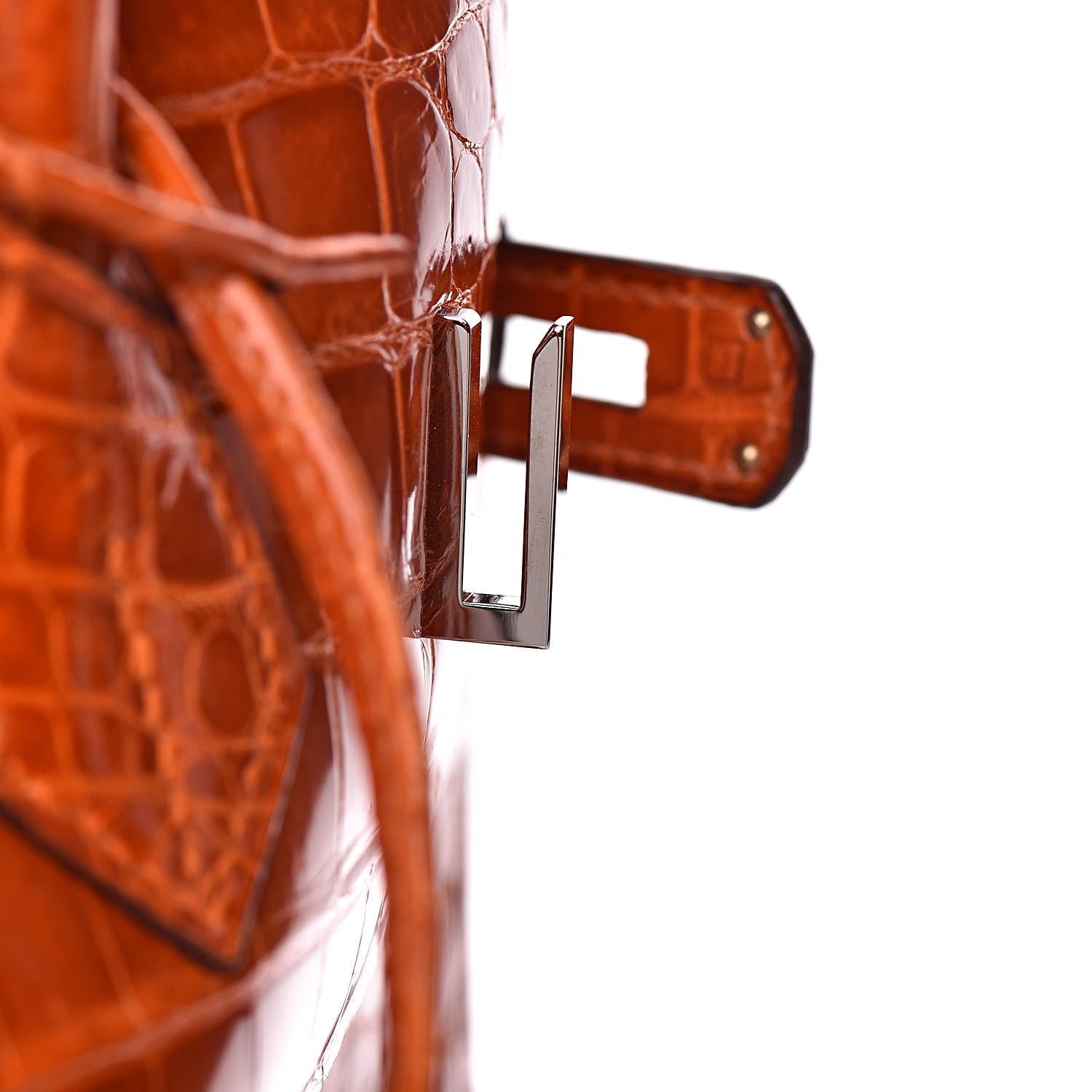 Hermes Shiny Porosus Crocodile Birkin 35 Orange 14 of 33