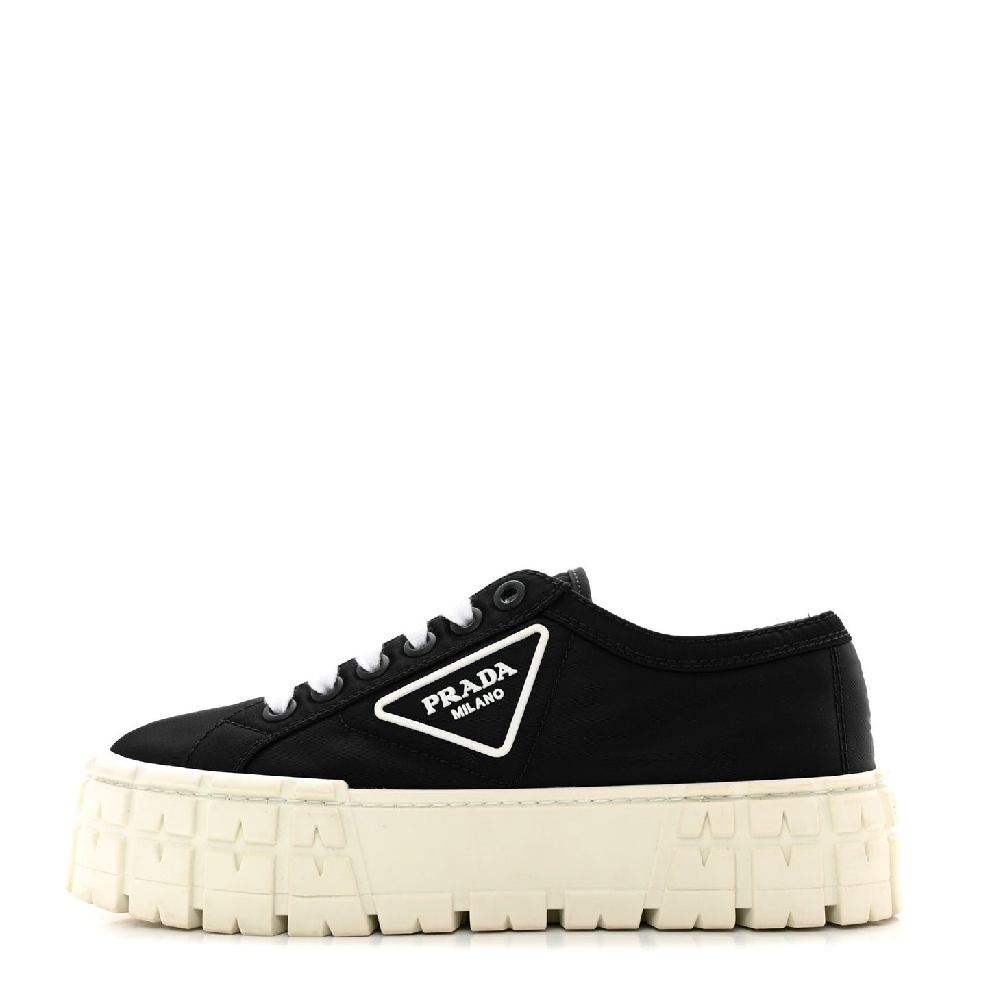 Re-Nylon Gabardine Triangle Logo Double Wheel 50mm Sneakers 38 Black
