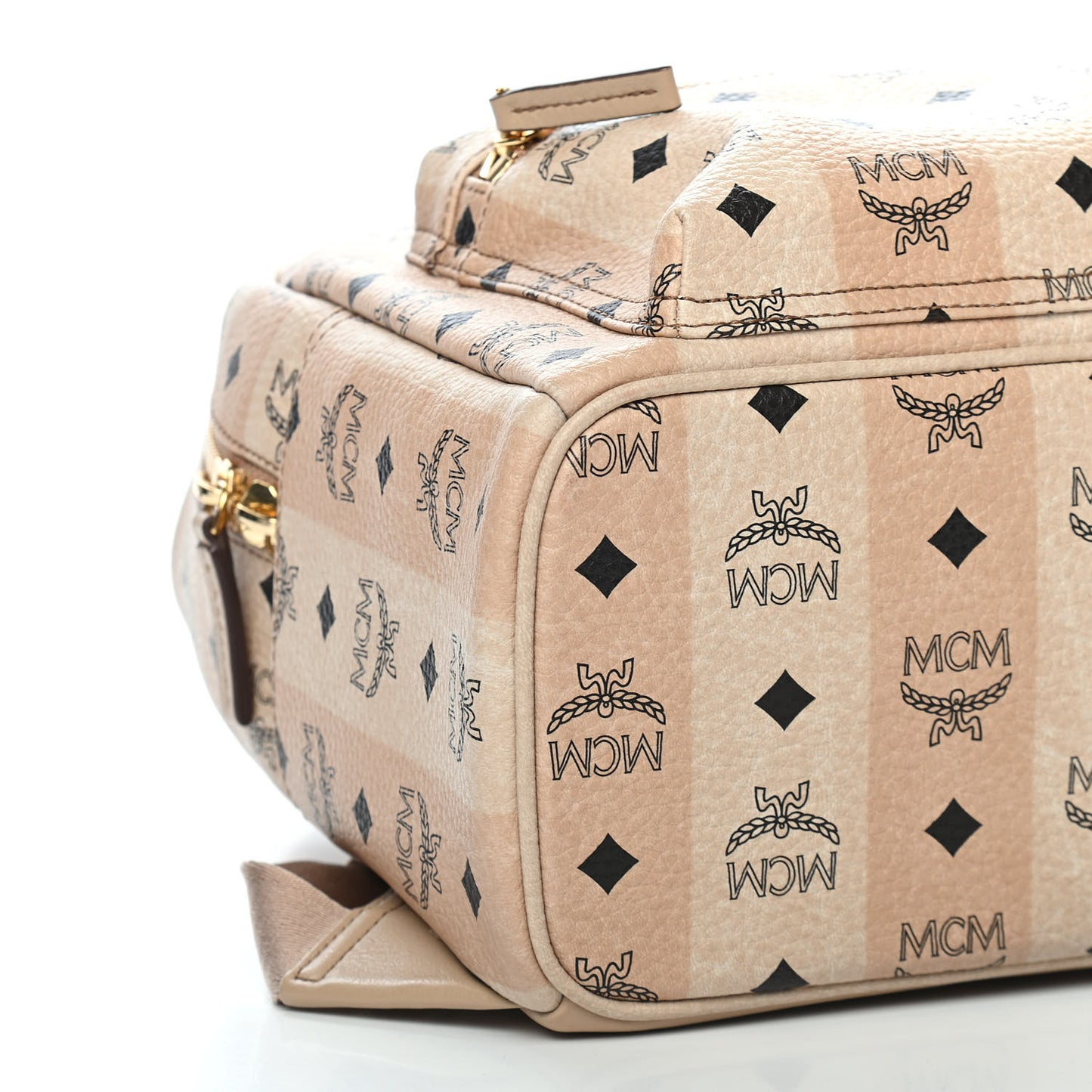 Striped Visetos Small Stark Backpack Beige