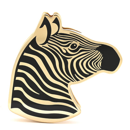 Hermes Permabrass Lacquered Zebra Scarf 90 Ring Black 1 of 3