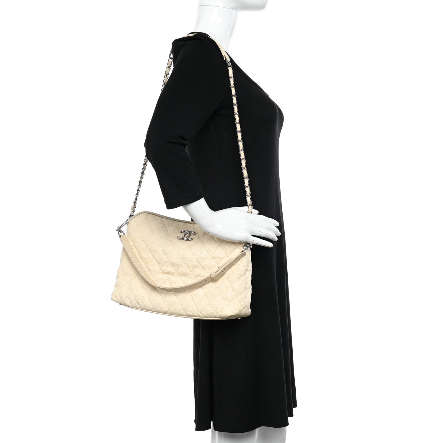 Chanel Caviar Quilted French Riviera Hobo Beige 3 of 12