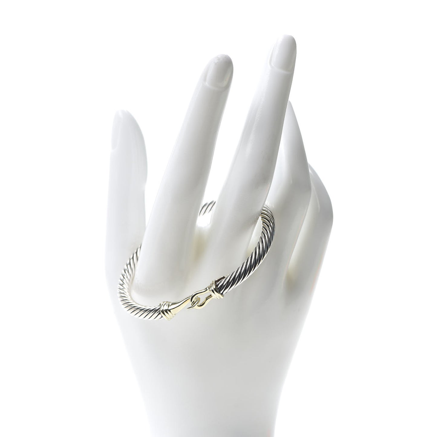 Sterling Silver 14K Yellow Gold 5mm Cable Classic Buckle Bracelet