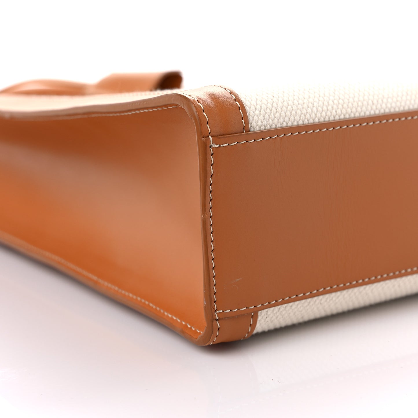 Canvas Calfskin Vertical Cabas Natural Tan