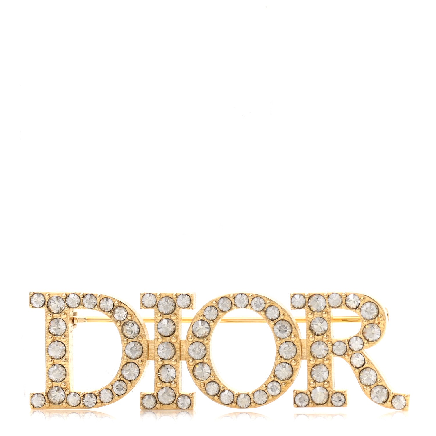Christian Dior Crystal Dior Logo Brooch Gold 1 of 5