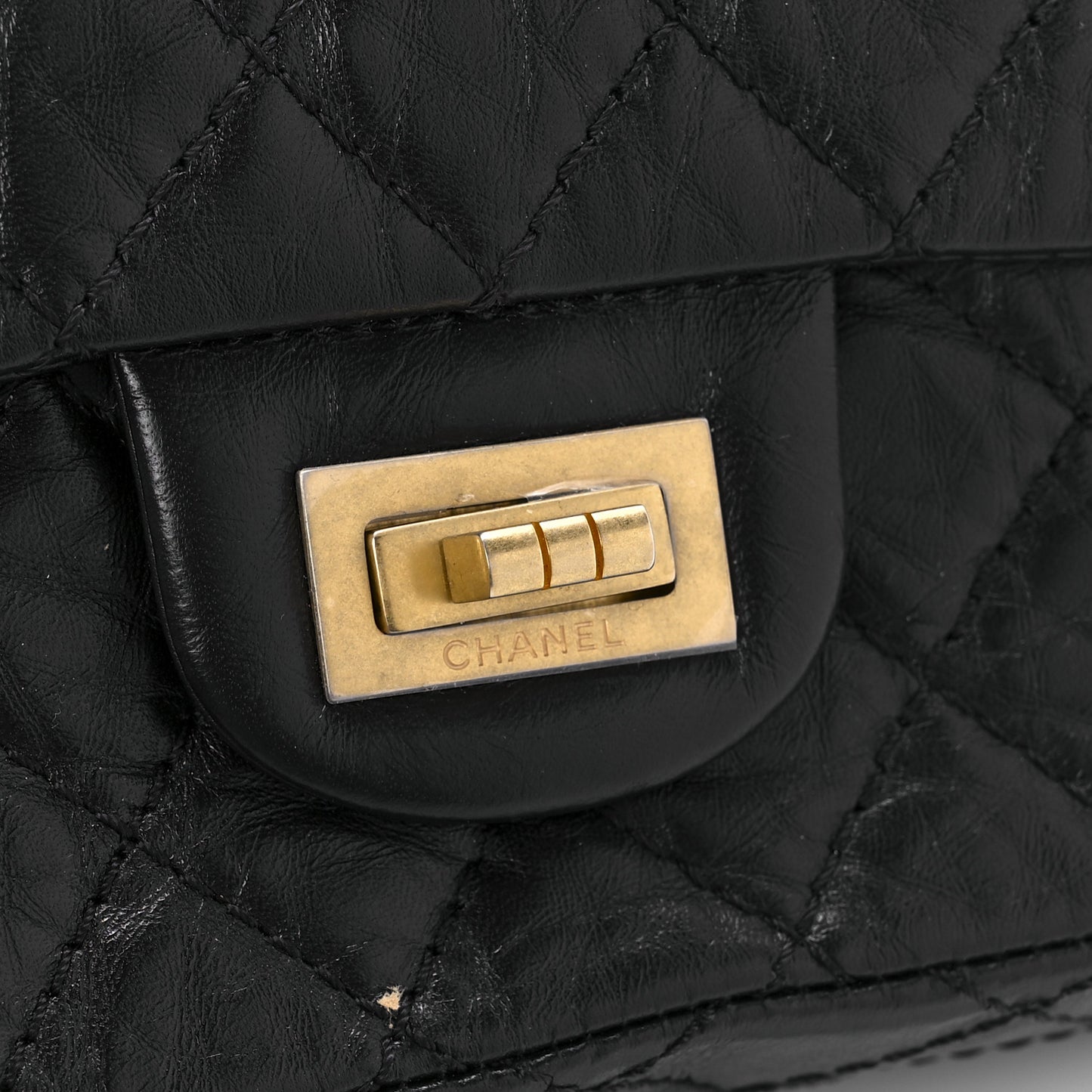 Aged Calfskin Quilted 2.55 Reissue Mini Flap Black