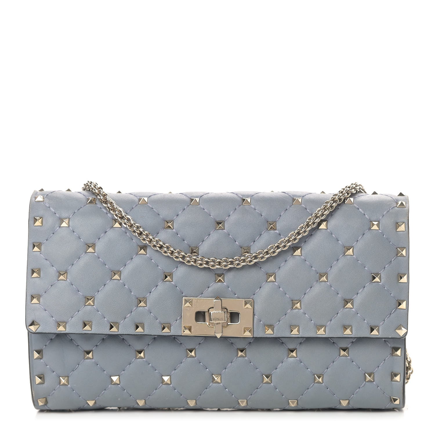 Valentino Garavani Nappa Rockstud Spike Wallet on Chain Nube 1 of 11