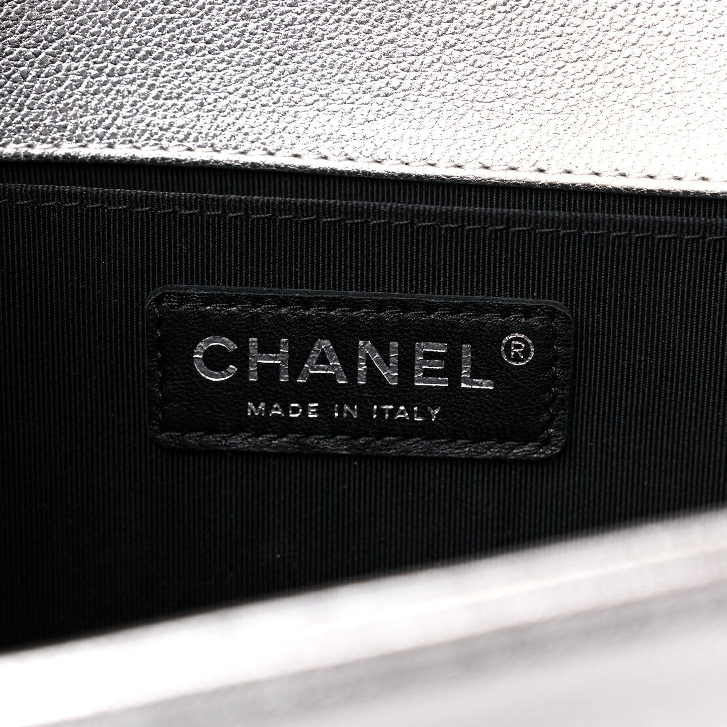 Metallic Goatskin Calfskin Medium Boy Flap Silver Black