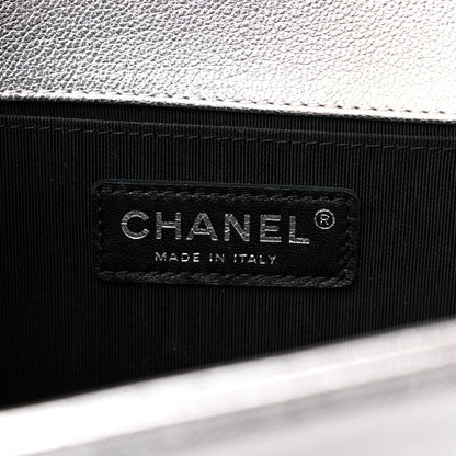 Chanel Metallic Goatskin Calfskin Medium Boy Flap Silver Black 5 of 10