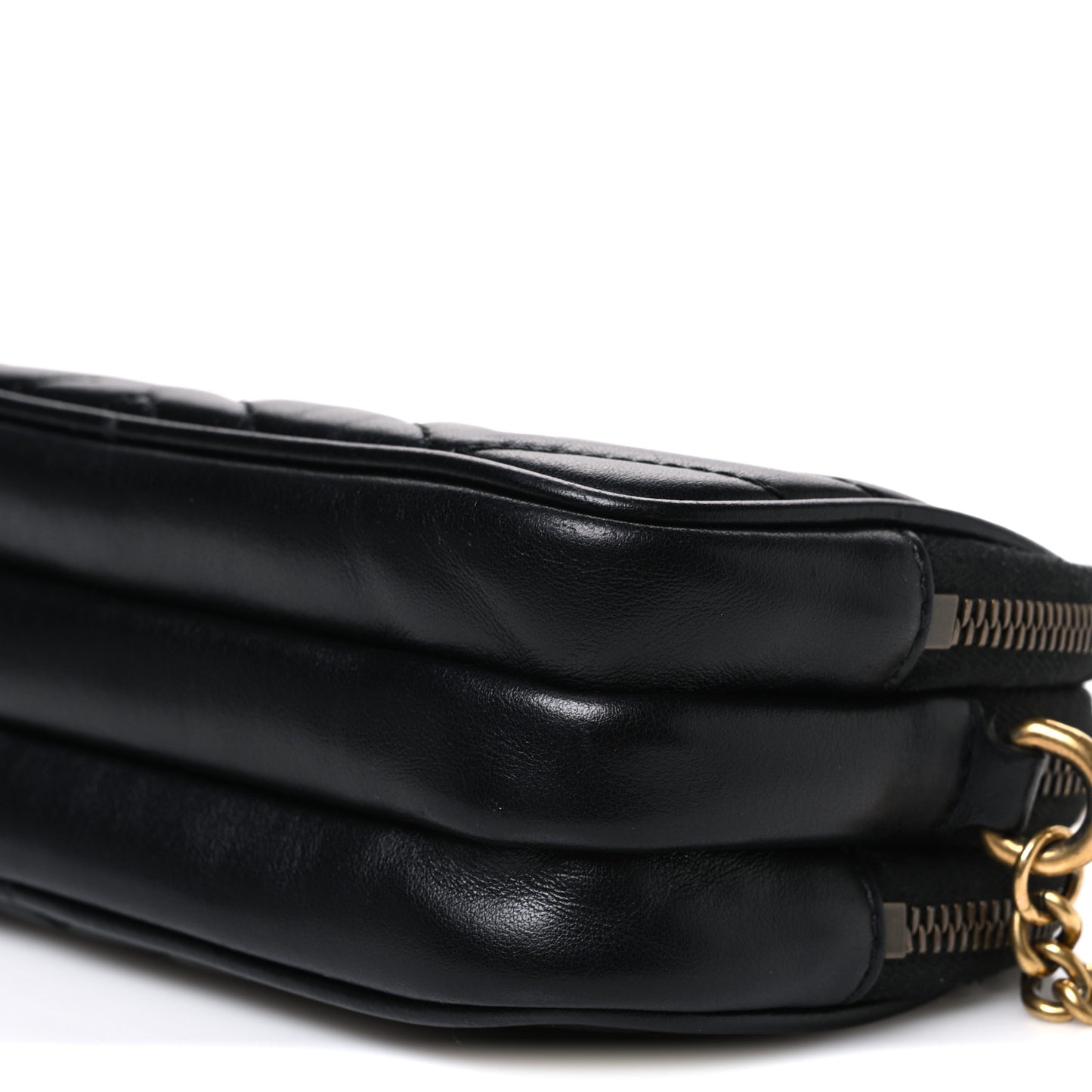 Calfskin Matelasse Mini GG Marmont Chain Crossbody Bag Black