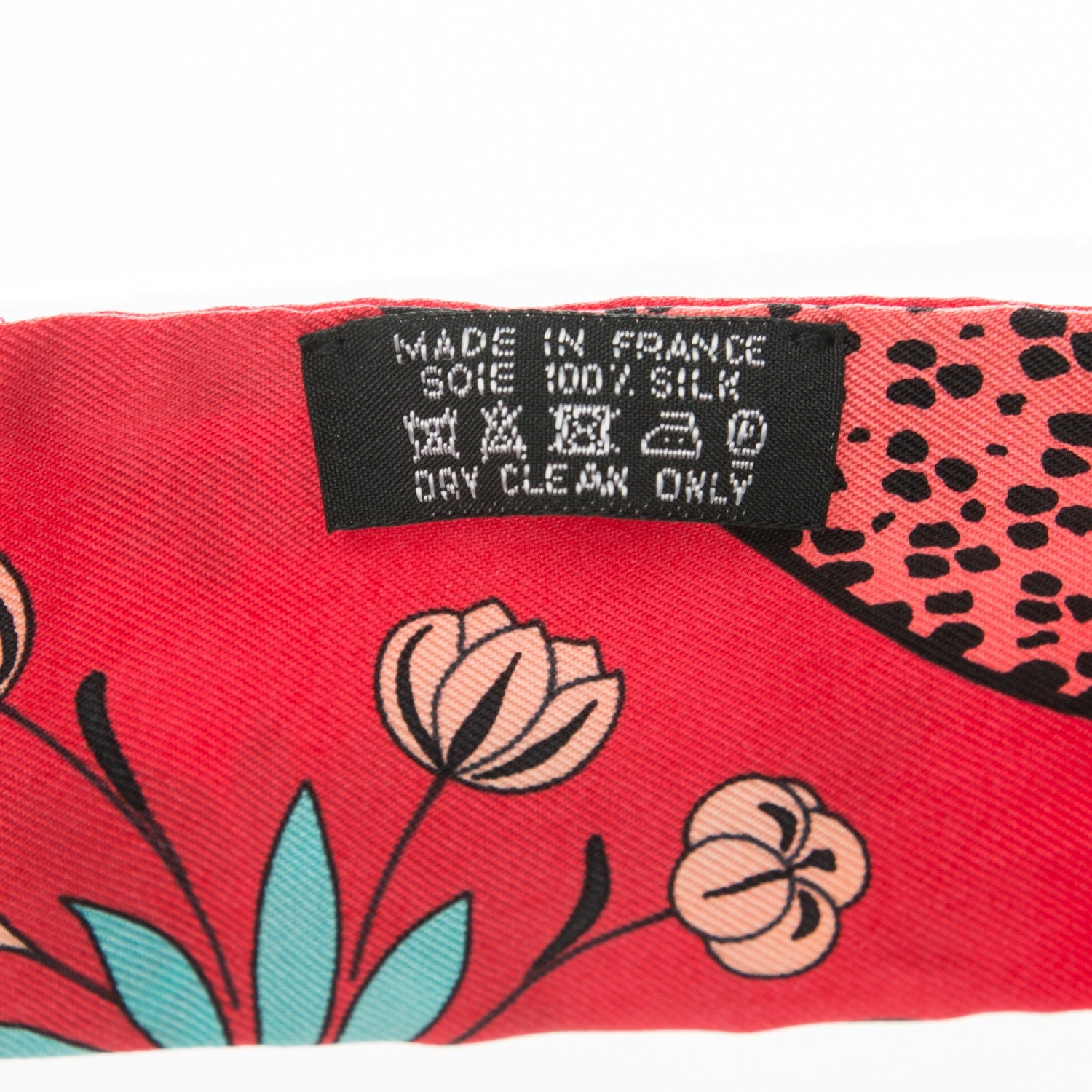 Hermes Silk Les Leopards Twilly Rouge Corail Turquoise 3 of 5