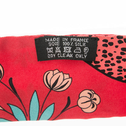 Hermes Silk Les Leopards Twilly Rouge Corail Turquoise 3 of 5