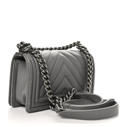 Chanel Calfskin Chevron Quilted Small Boy Flap Grey 3 of 11