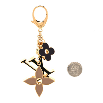 Louis Vuitton Metal Enamel Fleur De Monogram Bag Charm Dore 2 of 4
